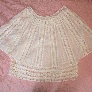 Mur Mur White Cotton Short Sleeve Crochet Top